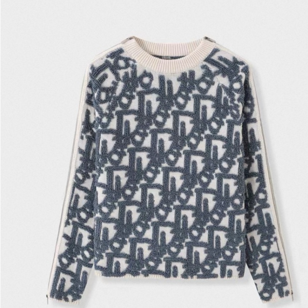 Patterned Blue and Cream Sweater